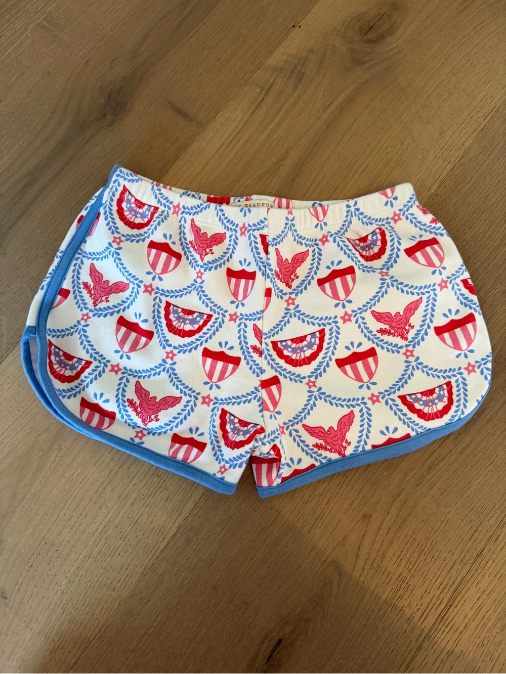 Girls' White Red & Blue Printed Casual Shorts
